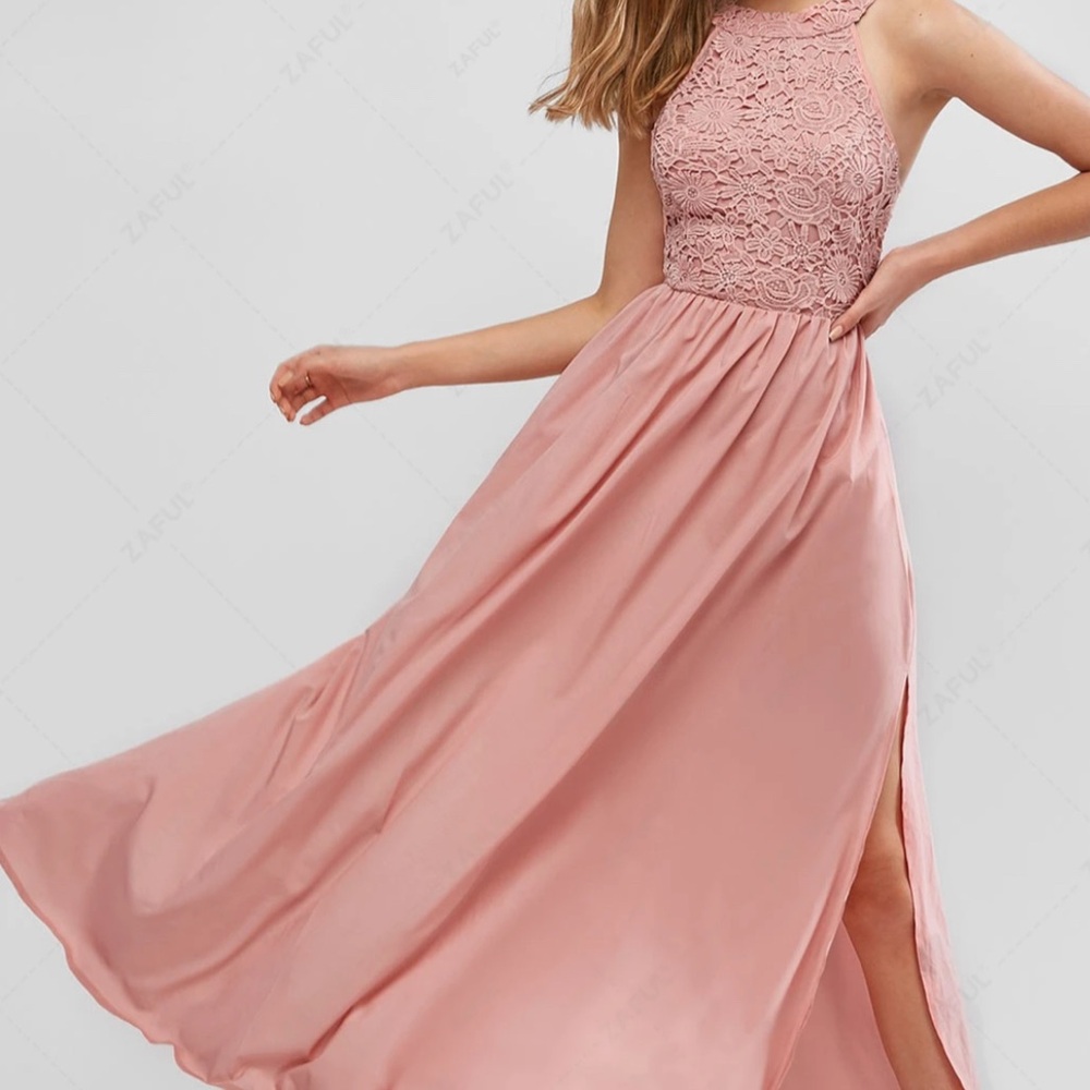 SALE! Special Occasion Blush Pink Lace Maxi Dress